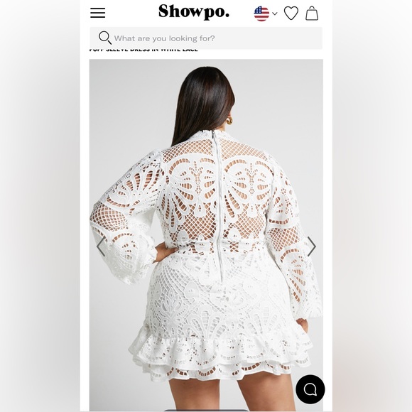 KISS ME NOW MINI DRESS - LONG PUFF SLEEVE DRESS IN WHITE LACE.. Listed at $129 - Picture 2 of 5